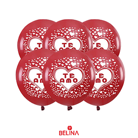 Set de globos de látex te amo rojo 6pcs