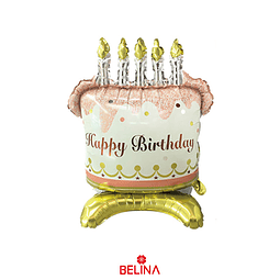 Globo metálico pastel de feliz cumpleaños 60x82cm