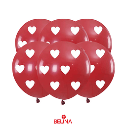 Set de globos de látex rojo con corazones 6pcs