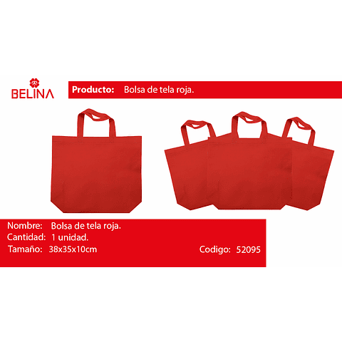 Eco bolsa mediana horizontal rojo 38x35x10cm