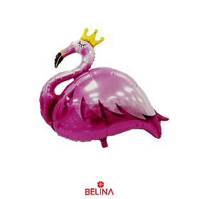 Globo metalico flamingo/corona 98x92cm