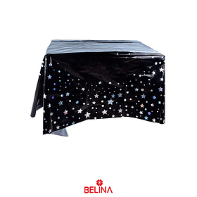 Mantel negro tornasol con estrellas 137cmx274cm