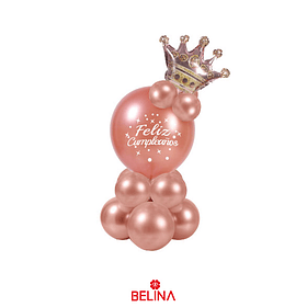 Set de globos oro rosa con corona 13pcs