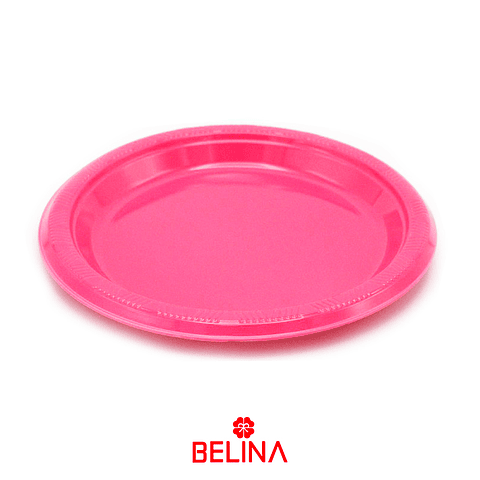 Plato plastico redondo 23cm fucsia