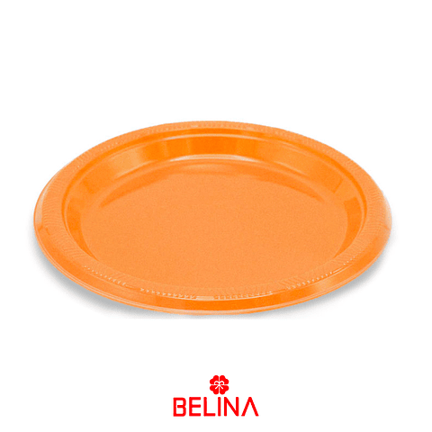 Plato plastico redondo 23cm naranja