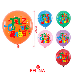 Set de globos de látex feliz cumpleaños color aleatorio 30cm