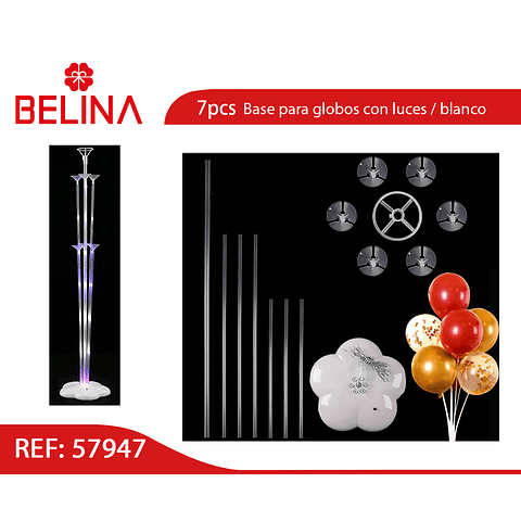 Pedestal para globos con luces color blanco