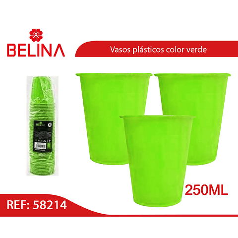 Vasos plásticos 250ml 25pcs verde