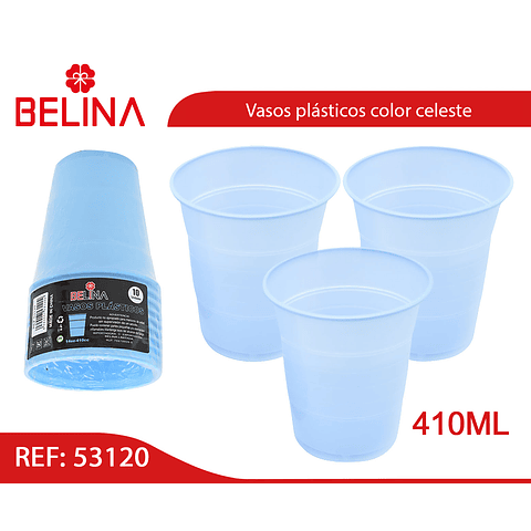 Vaso plastico 410cc celeste 10pcs