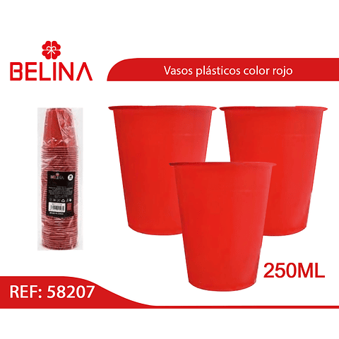 Vasos plásticos 250ml 25pcs rojo