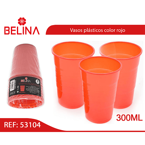 Vaso plastico 300cc rojo 10pcs