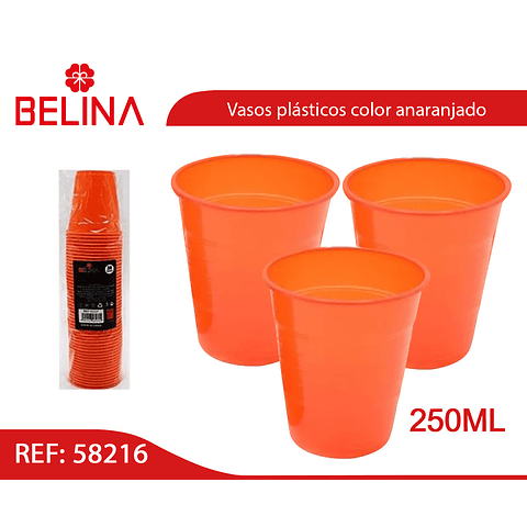 Vasos plásticos 250ml 25pcs anaranjado