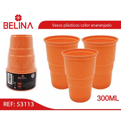 Vaso plastico 300cc naranja 10pcs