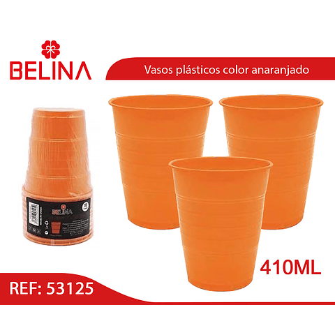 Vaso Plastico 410cc Naranja - Belina Cotillón