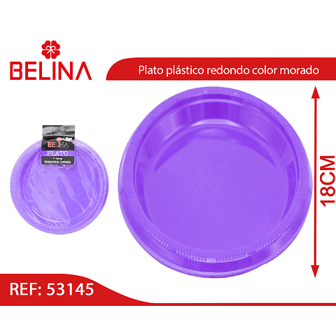 Plato plastico redondo 18cm morado