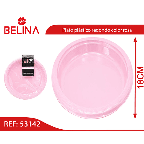 Plato plastico redondo 18cm rosado