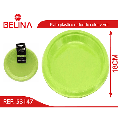 Plato plastico redondo 18cm verde