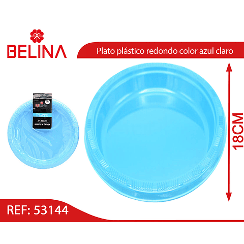 Plato plastico redondo 18cm celeste