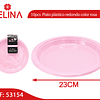 Plato plastico redondo 23cm rosado
