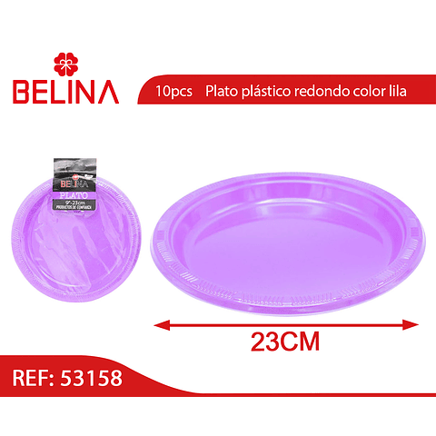 Plato plastico redondo 23cm lila