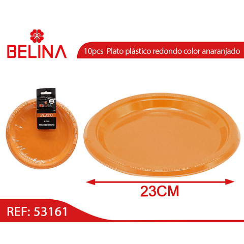 Plato plastico redondo 23cm naranja