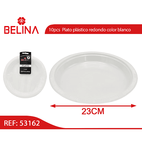 Plato plastico redondo 23cm blanco