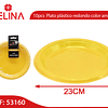 Plato plastico redondo 23cm amarillo