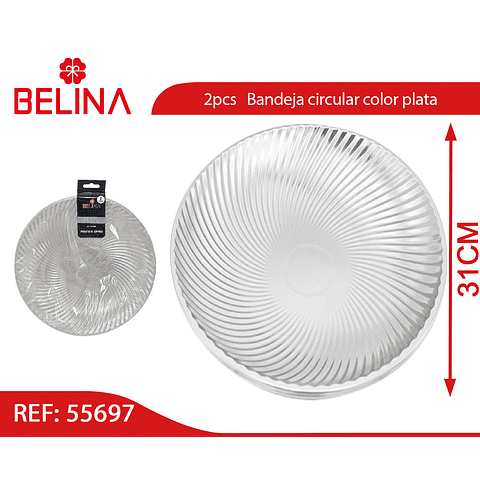 Bandeja redonda onda color plata 12"-31cm 2pcs