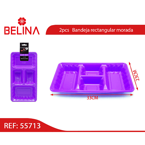 Bandeja rectangular morada 2pcs 35x18cm