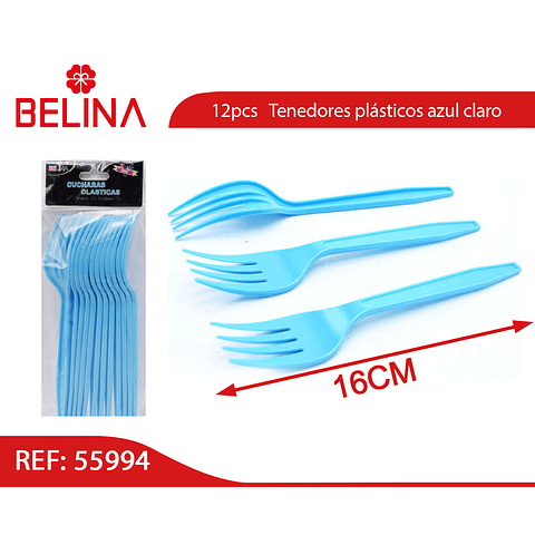 Tenedor plastico celeste 12pcs