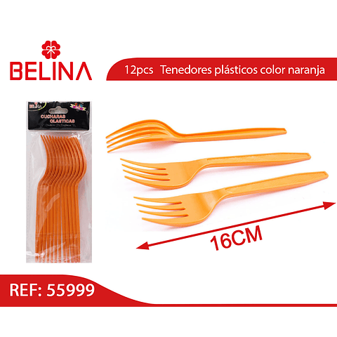 Tenedores plasticos naranjas 12pcs