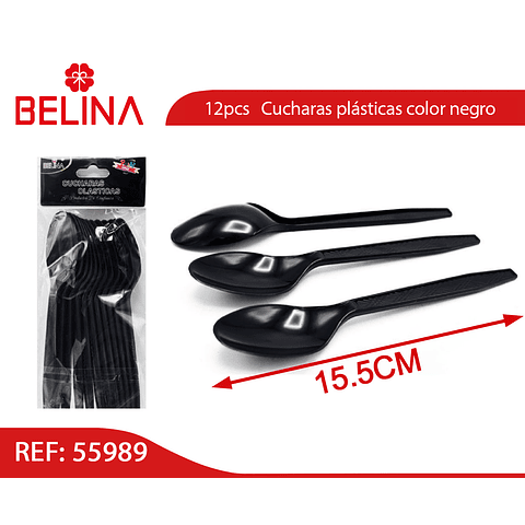 Cucharillas plasticas negra 12pcs