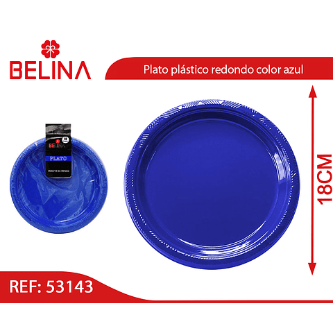 Plato plastico redondo18cm azul