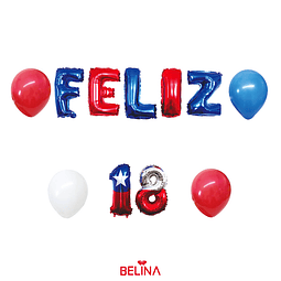 Set de globos feliz 18 bandera de Chile 11pcs