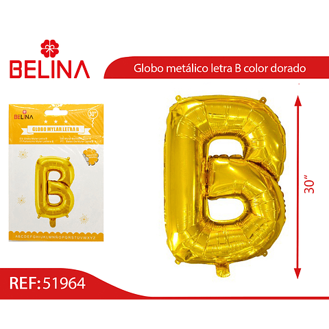 Globo letra b oro 30 pulgadas