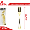 Tenedor de plástico color dorado 6pcs 18,5cm