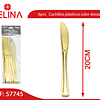 Cuchillo de plástico color dorado 6pcs 20cm