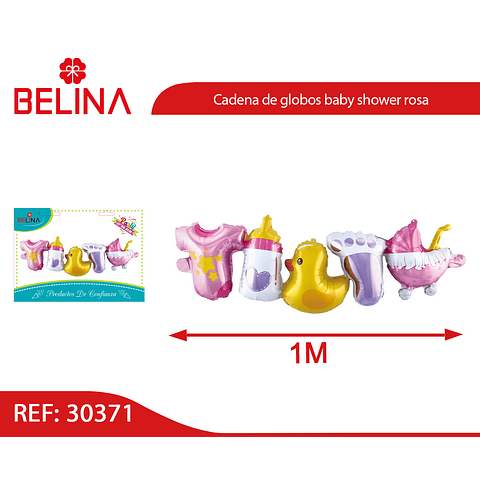 Cadena De Globos Metálicos Baby Shower Niña 1m