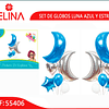 Sets de globos lunas/estrellaazul/plata 6pcs