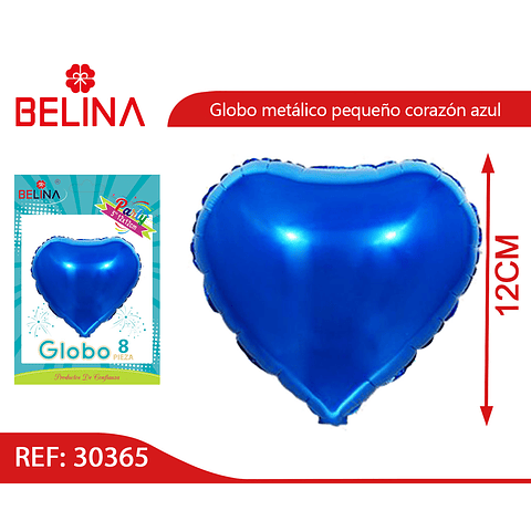 Globo Metálico Corazón Azul Oscuro 8pcs 12cm