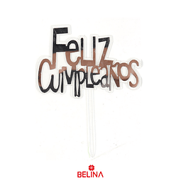 Topper Feliz Cumpleaños Plata 11x16cm