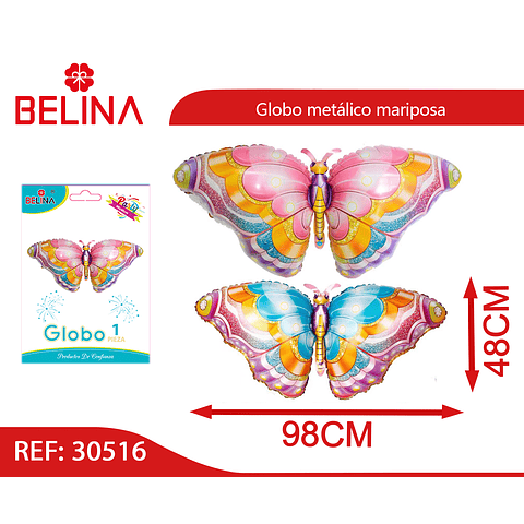 Globo metálico mariposa 98x48cm
