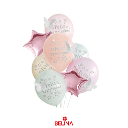 Set del globos feliz cumpleaños colores pasteles 8pcs 30cm