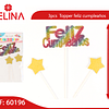 Juego de toppers feliz cumpleaños multicolor 3pcs