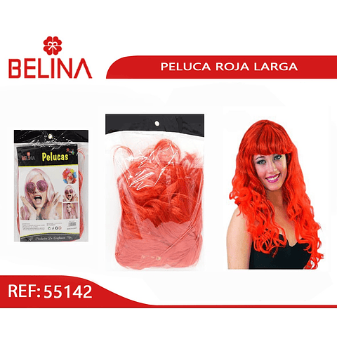 Peluca Color Rojo - Belina Cotillón
