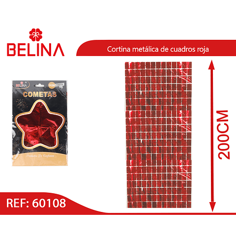 Cortina metálica de cuadros roja 100x200cm