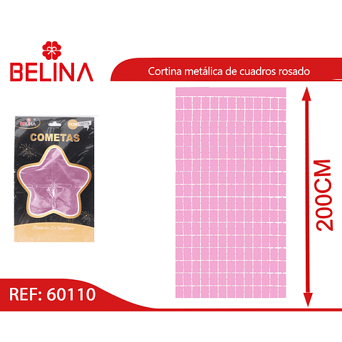 Cortina metálica de cuadros rosa 100x200cm