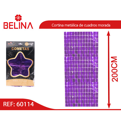 Cortina metálica de cuadros violeta 100x200cm