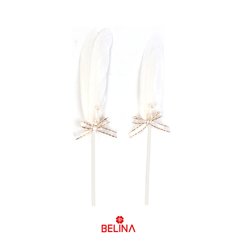 Topper de plumas blanco 2pcs 4x18cm