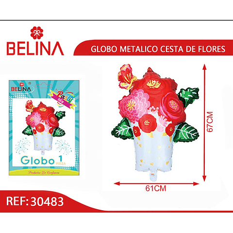 Globo metálico cesta de flores 60x67cm